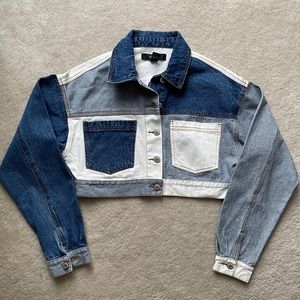Cropped Patchwork Denim Jacket